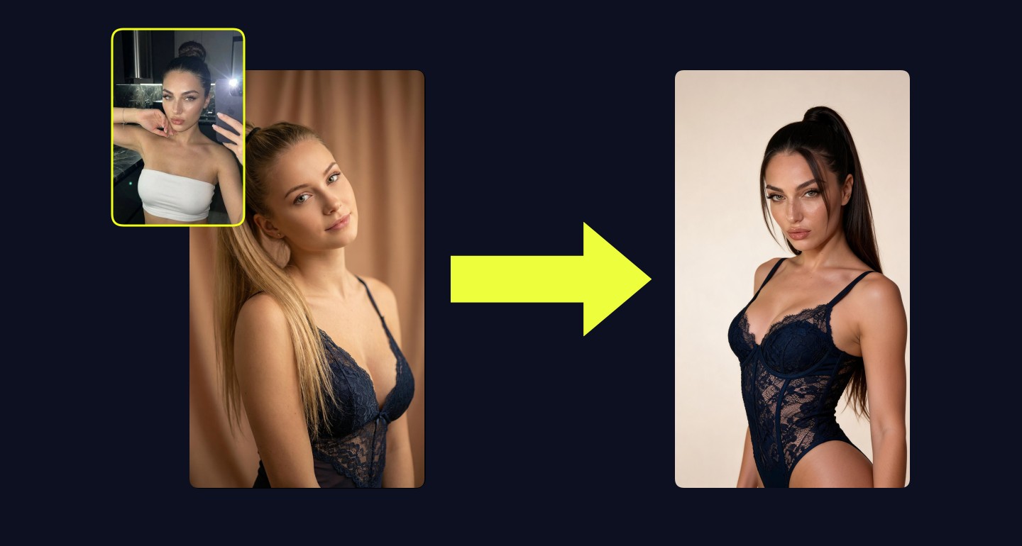 Lily remix walkthrough for Dark Navy Lace Bodysuit Studio Portrait