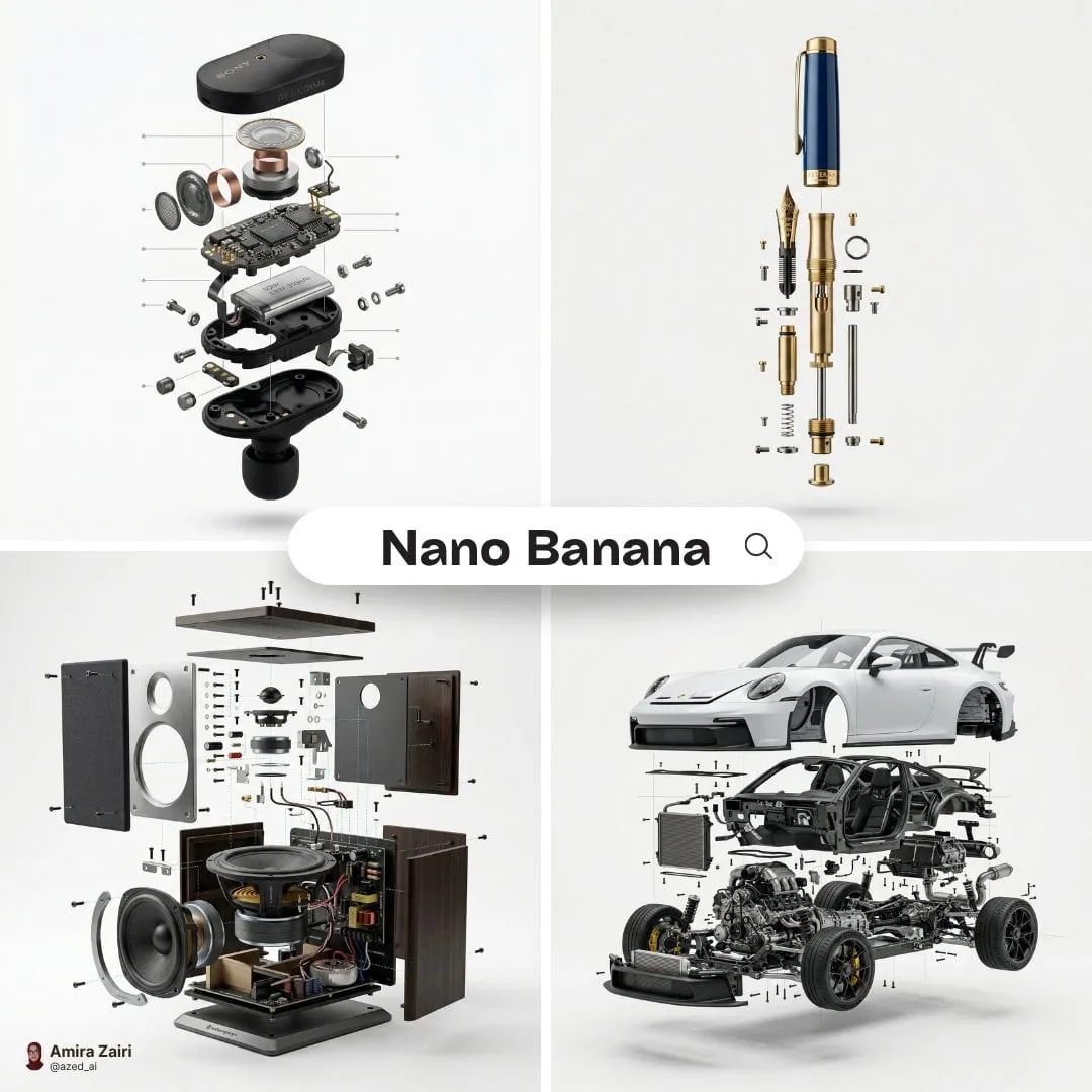 Exploded View Product Advertising White Background Macro