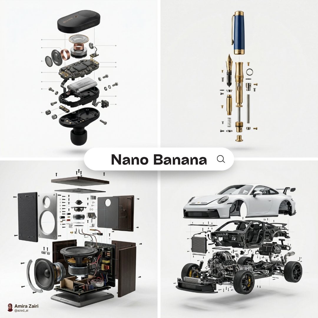 Exploded View Product Advertising White Background Macro