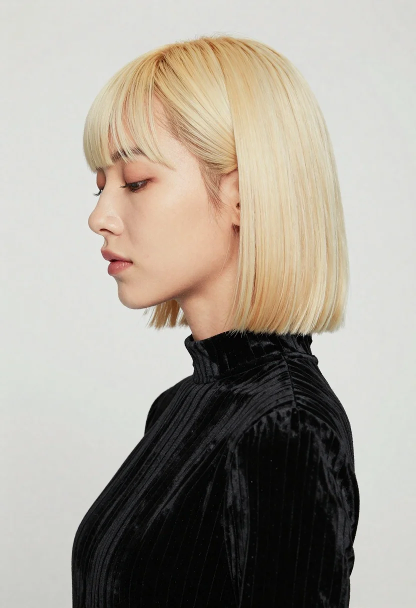 Studio Portrait Woman Profile View With Sleek Styling Subject Young reference photo