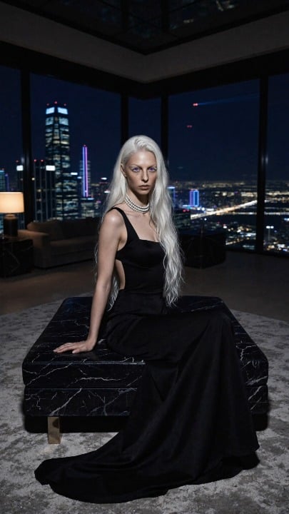 Full Length With Long Flowing Platinum White