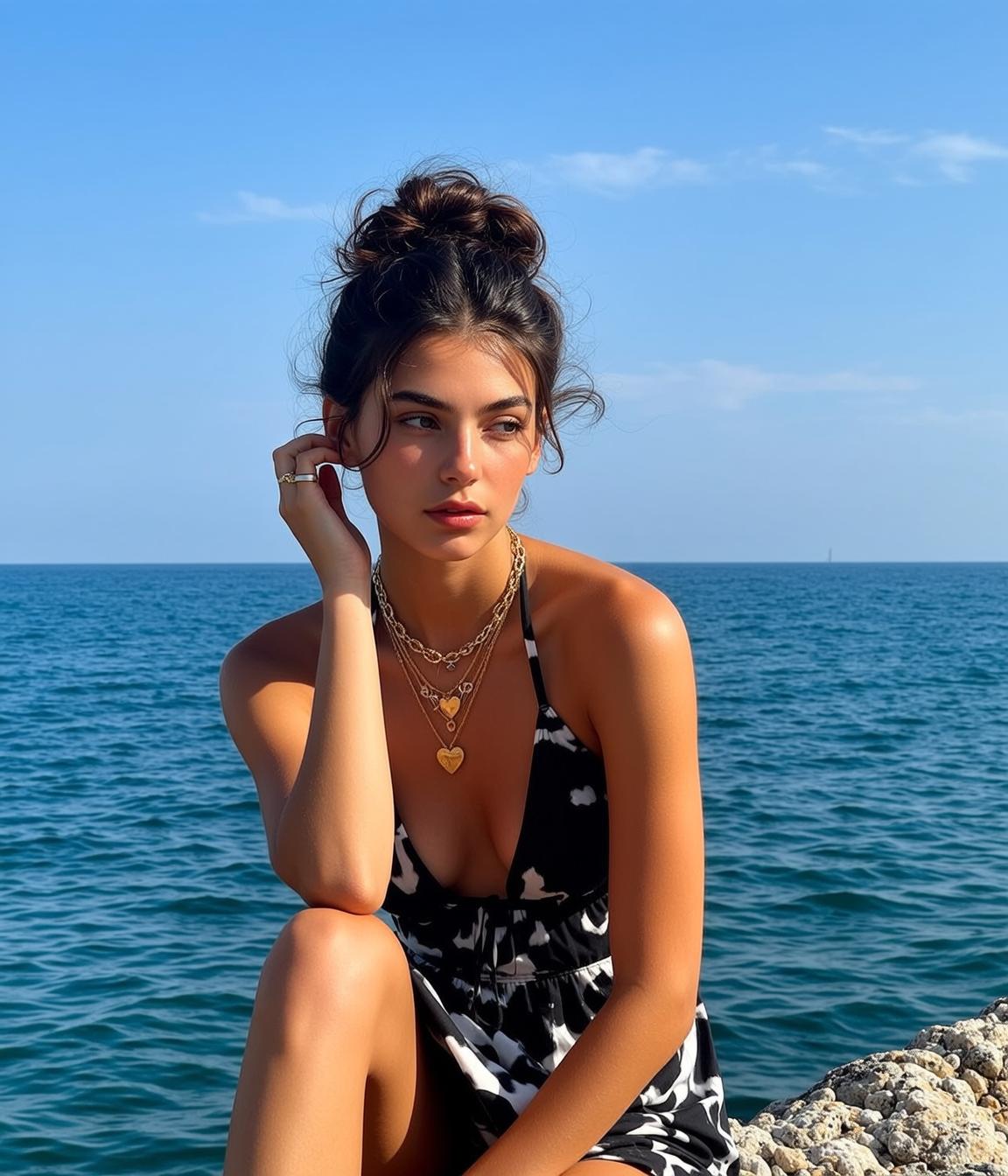 Patterned Halter Sea Portrait
