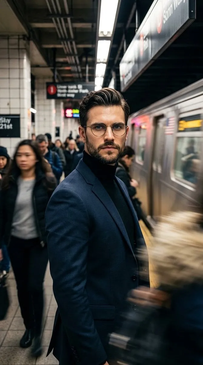 Round Glasses In Commuter Fashion Portrait
