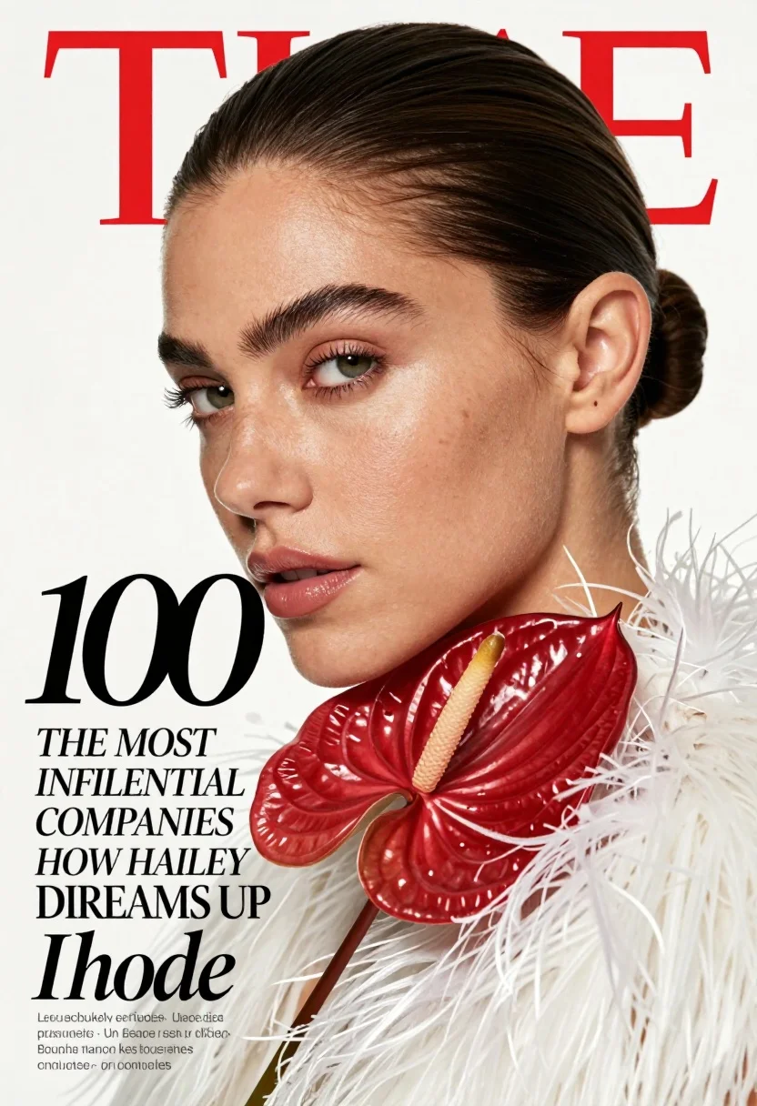 High-fashion Magazine Cover Featuring Close-up Portrait Woman With Sleek Dark