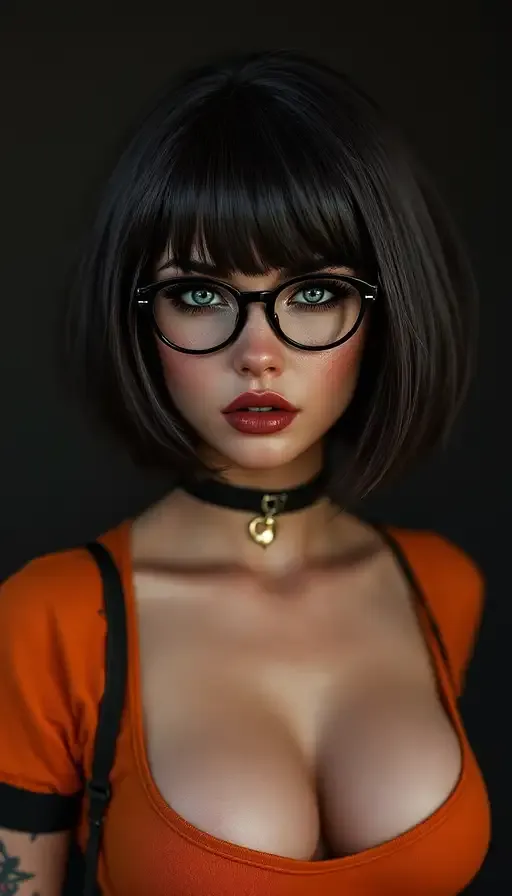 Glasses And Makeup In Orange Top Portrait