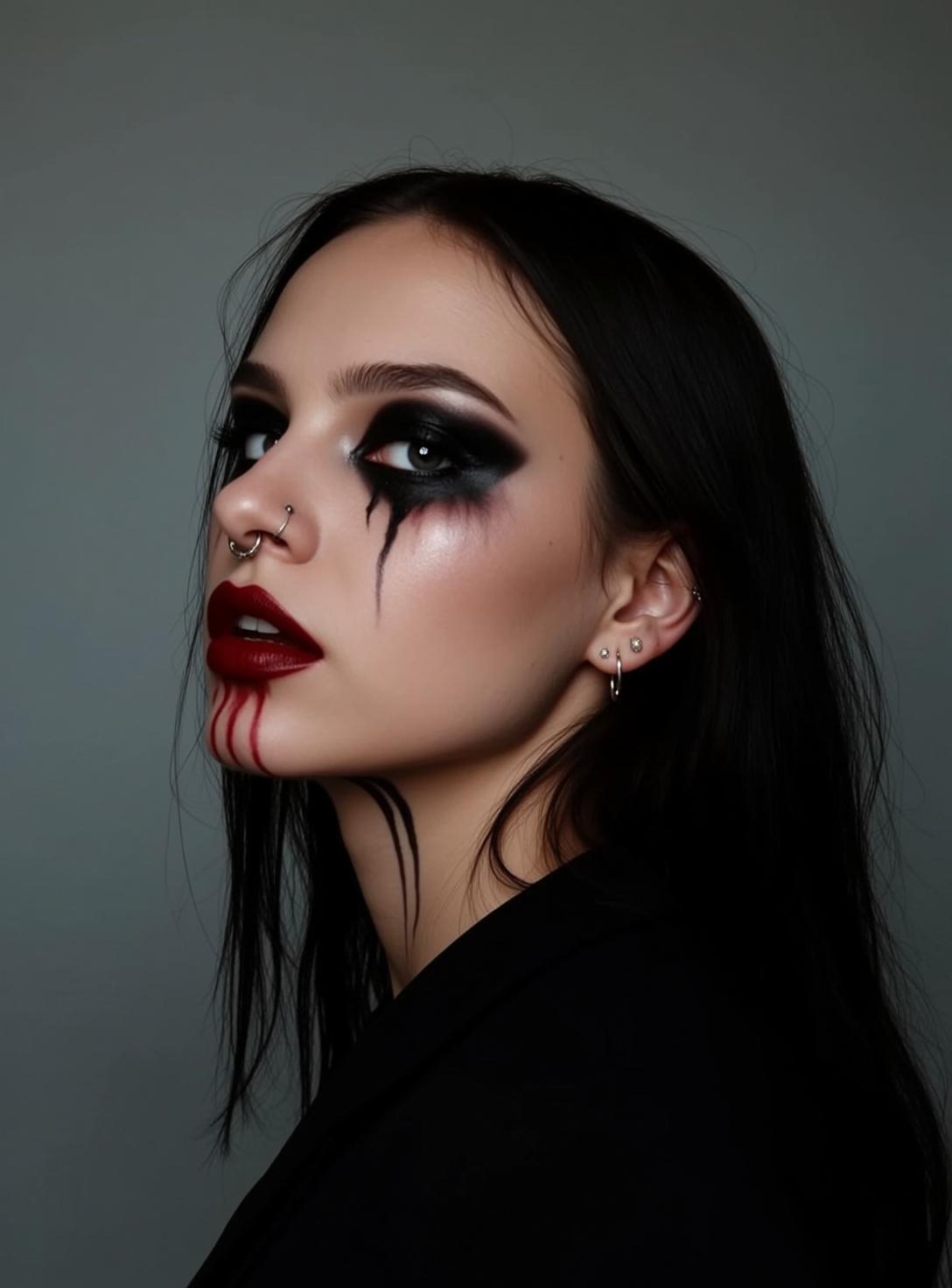 Dripping Goth Makeup Portrait reference photo