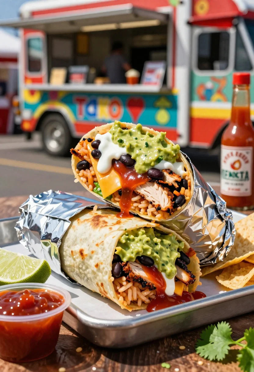 Food Photography Shot Massive Burrito With Overflowing Tex-mex Appeal And reference photo