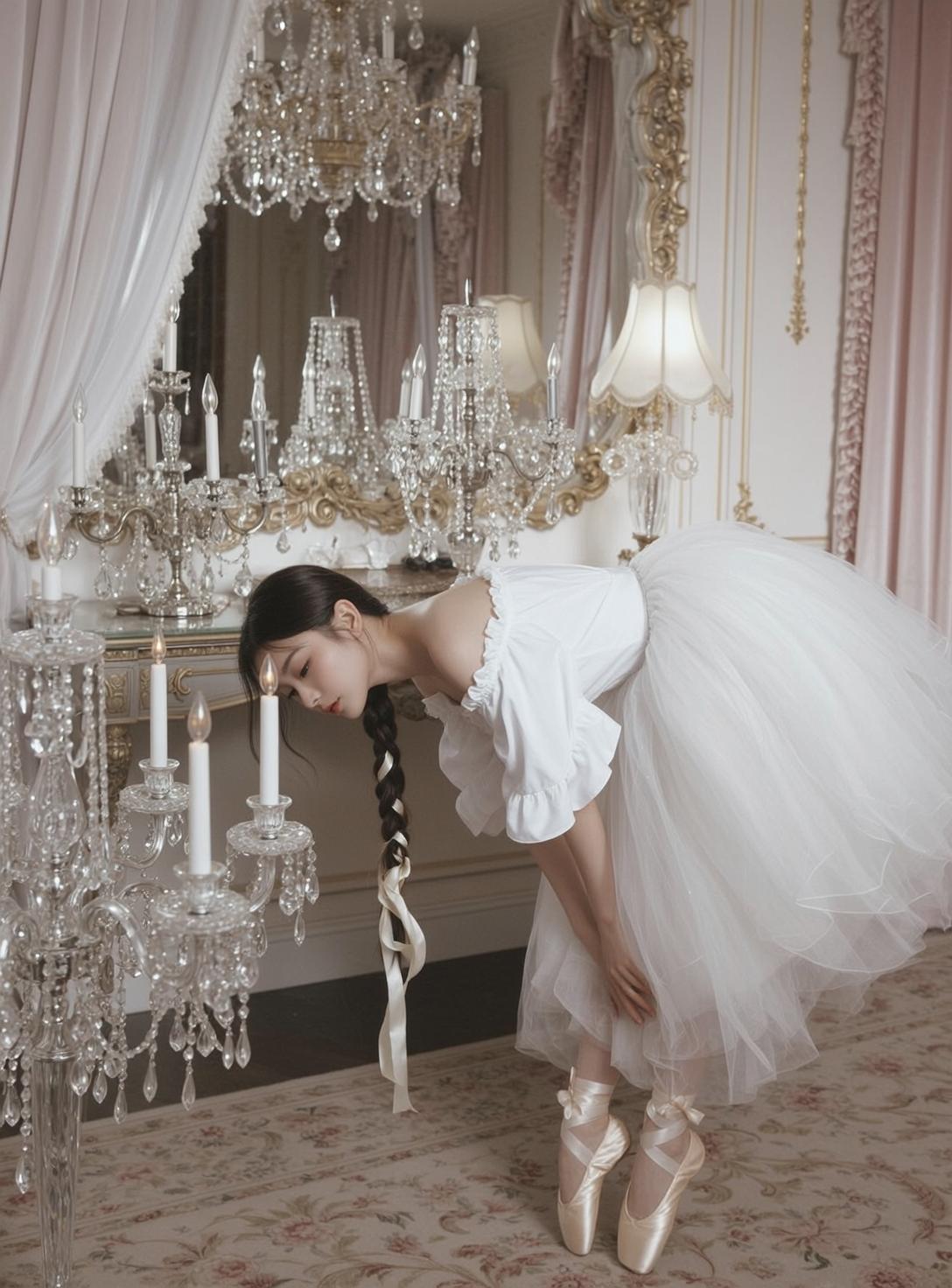 Balletcore Young Long Dark Braided Hair Ribbons
