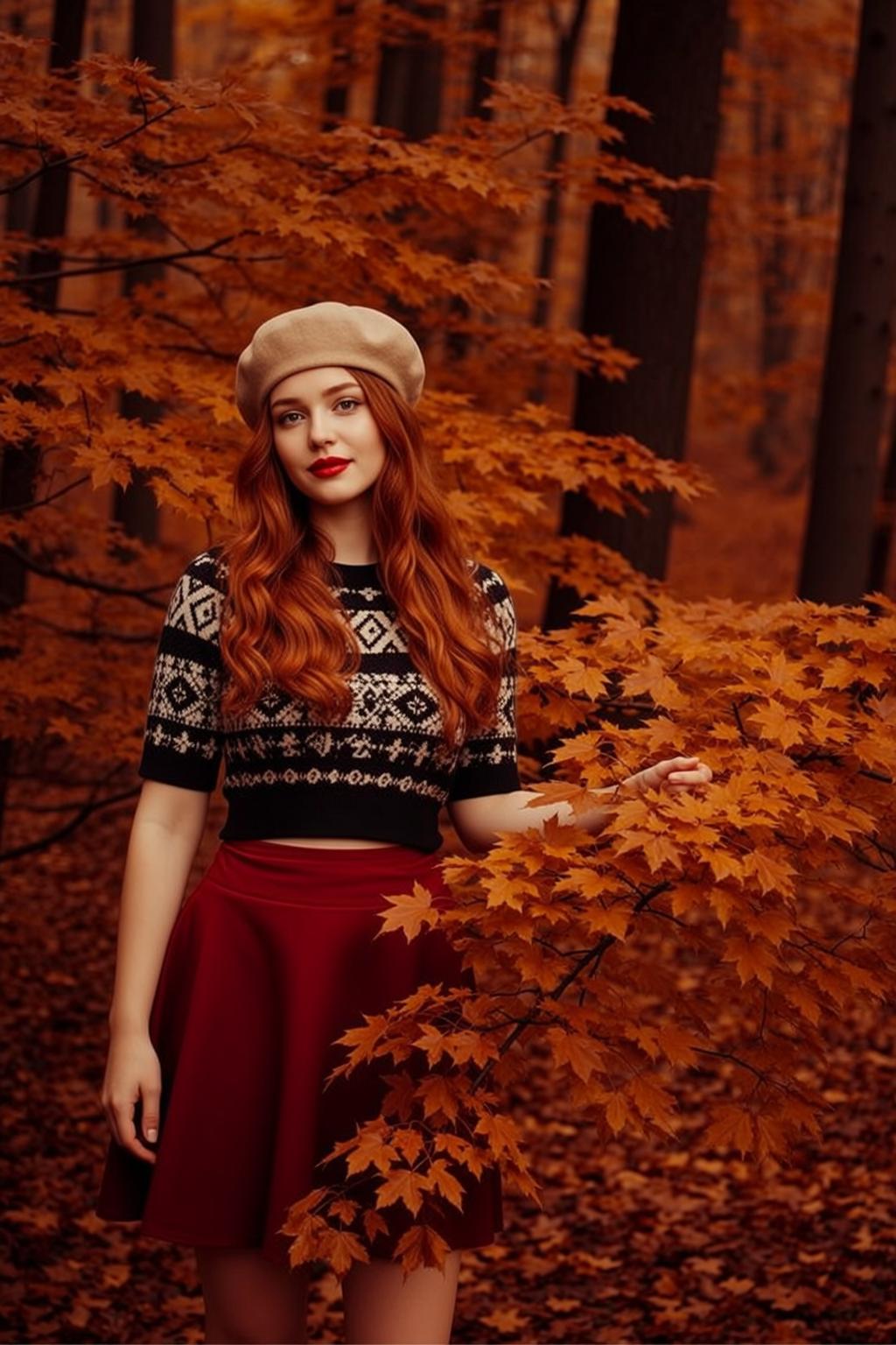 Red Skirt Forest Portrait