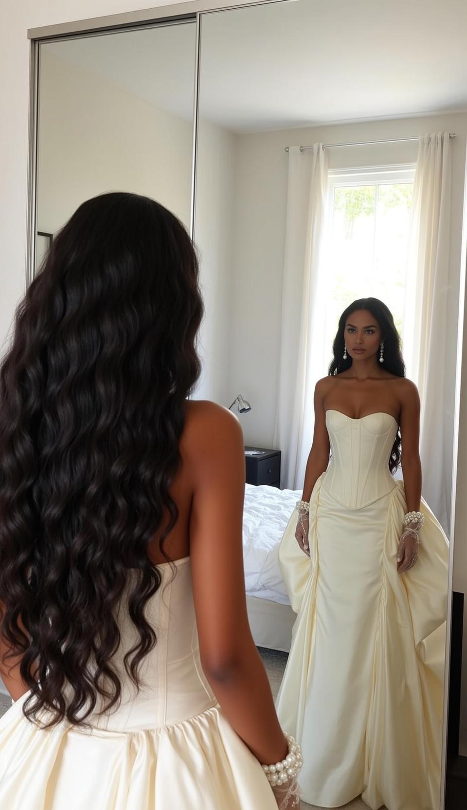 Coquettecore Captured Facing Large Mirrored Wardrobe Her