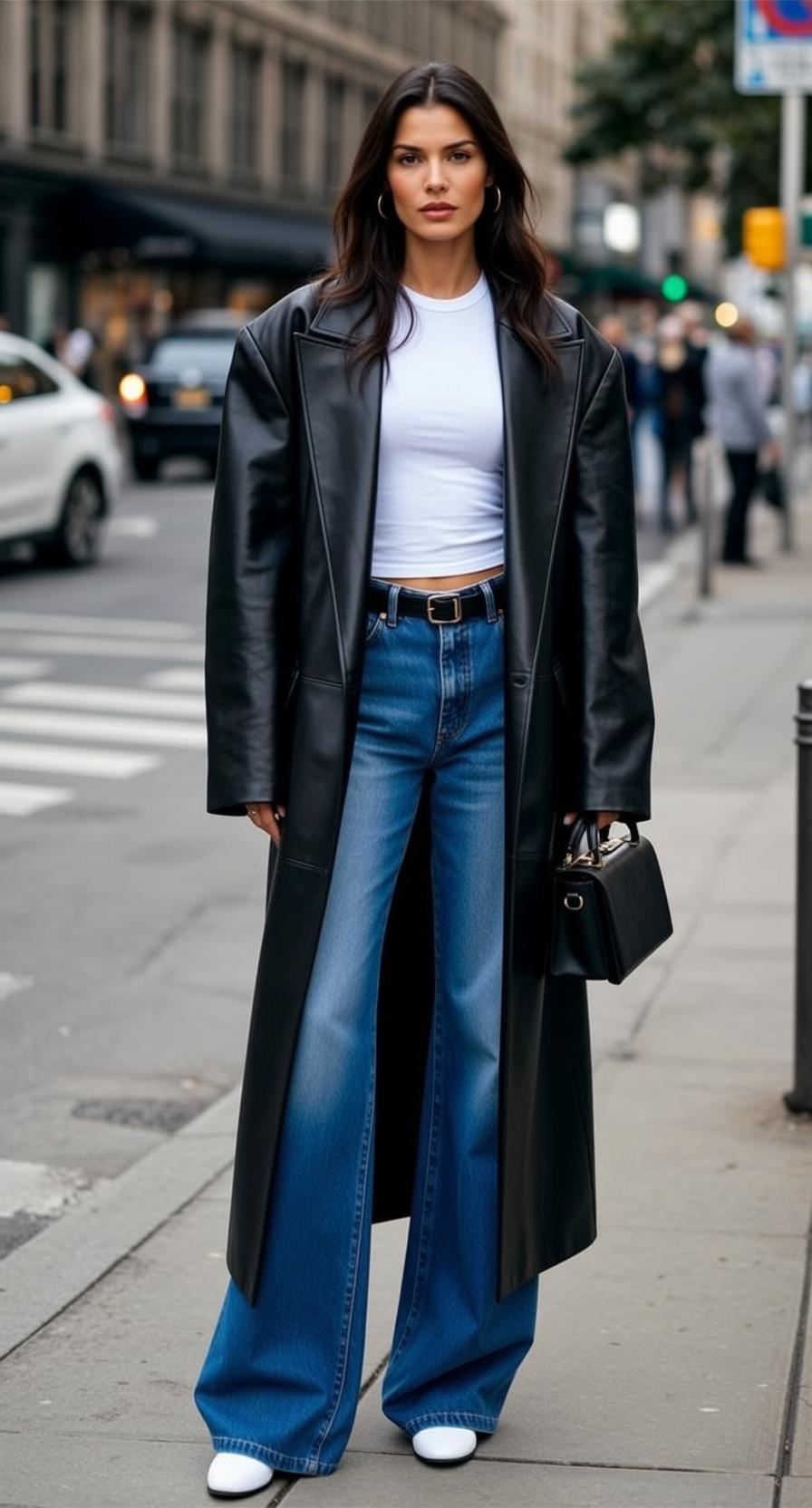 Leather Trench Coat City Street
