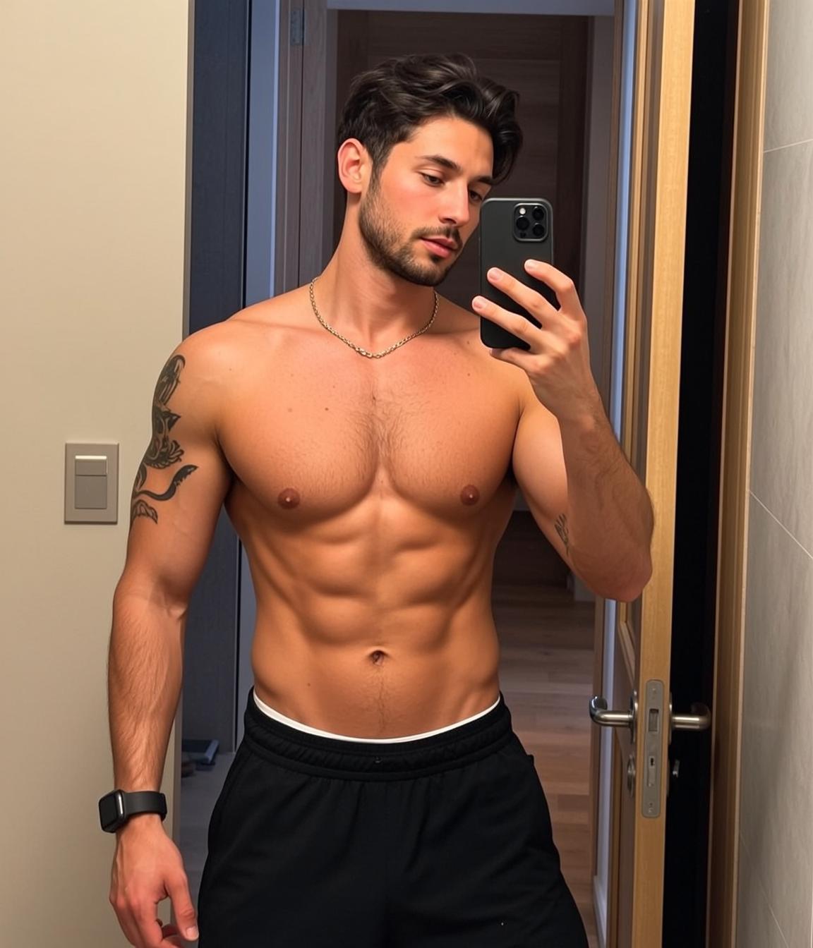 Bathroom Selfie Black Shorts