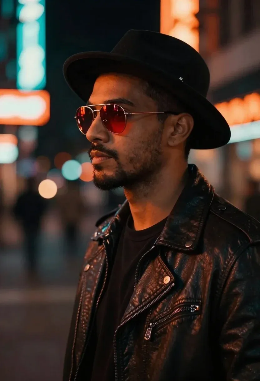 Neon-noir Street Portrait Stylish Man Profile Subject Handsome Young Man