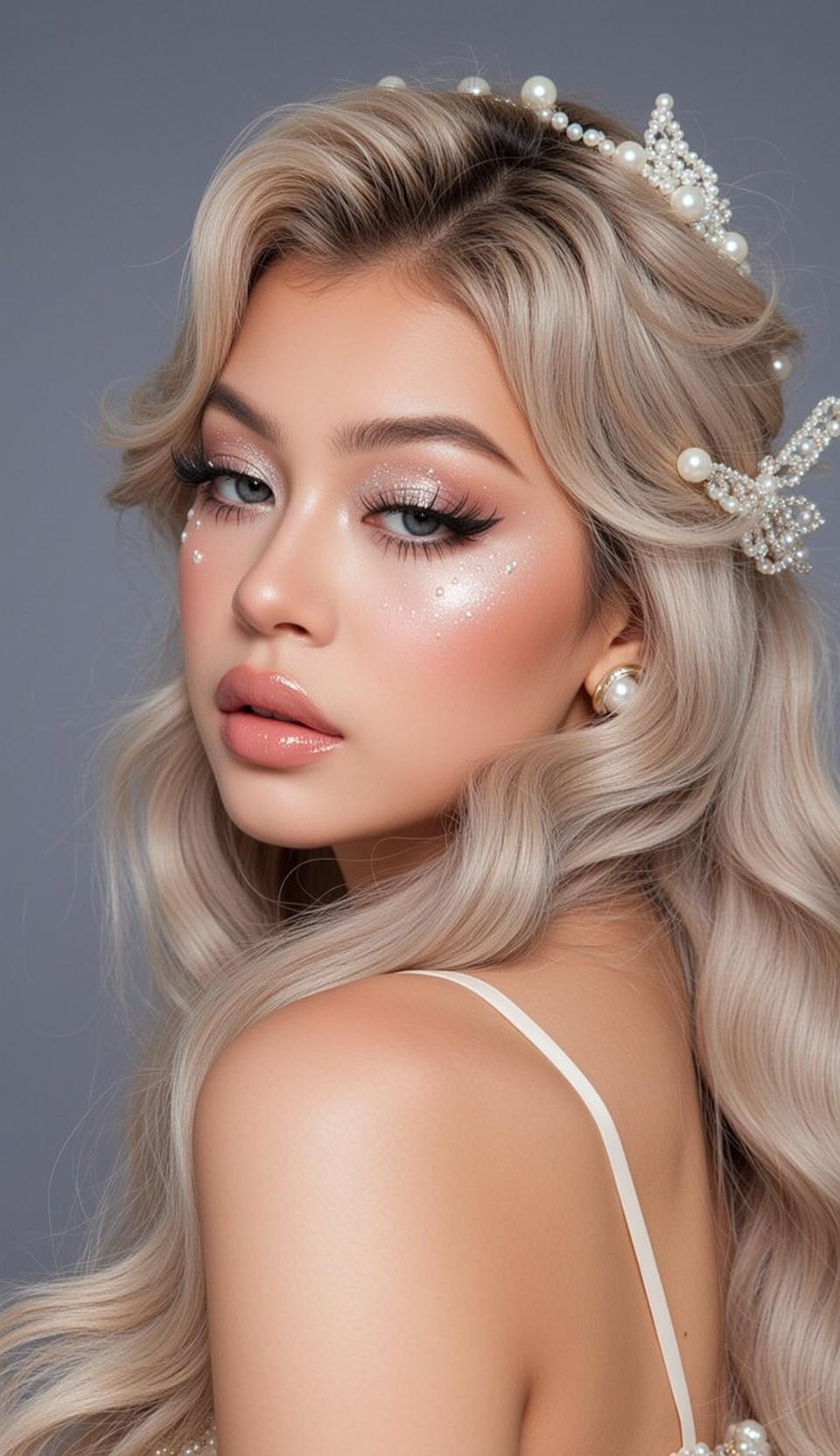 Photorealistic Portrait Young Woman With Fair Skin And Long Wavy