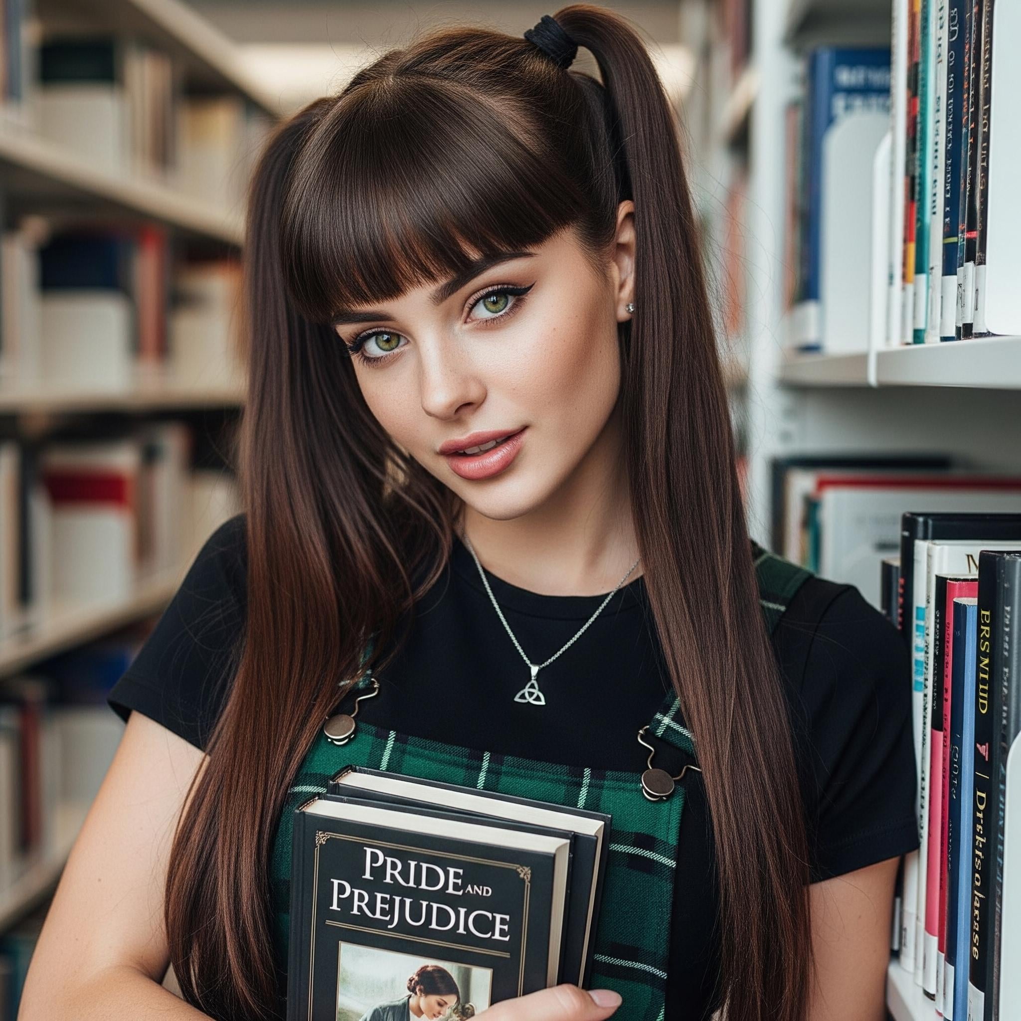 Library Aisle With Pride And Prejudice Book