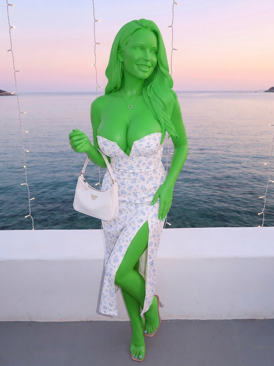Template for Stands Facing Forward Against Sunset Ocean Backdrop With Strings Lights