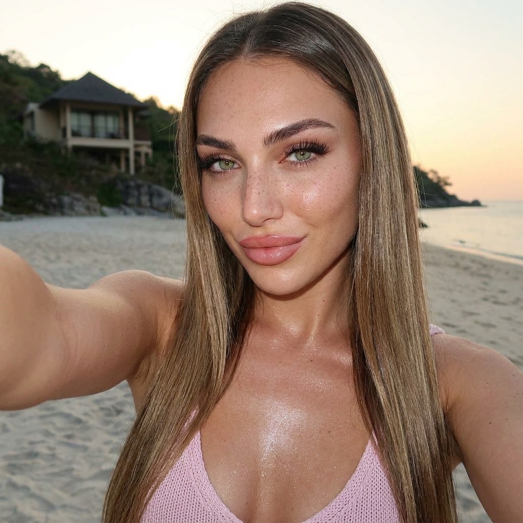 Beach Sunset Selfie Pink Knit Top Smirk