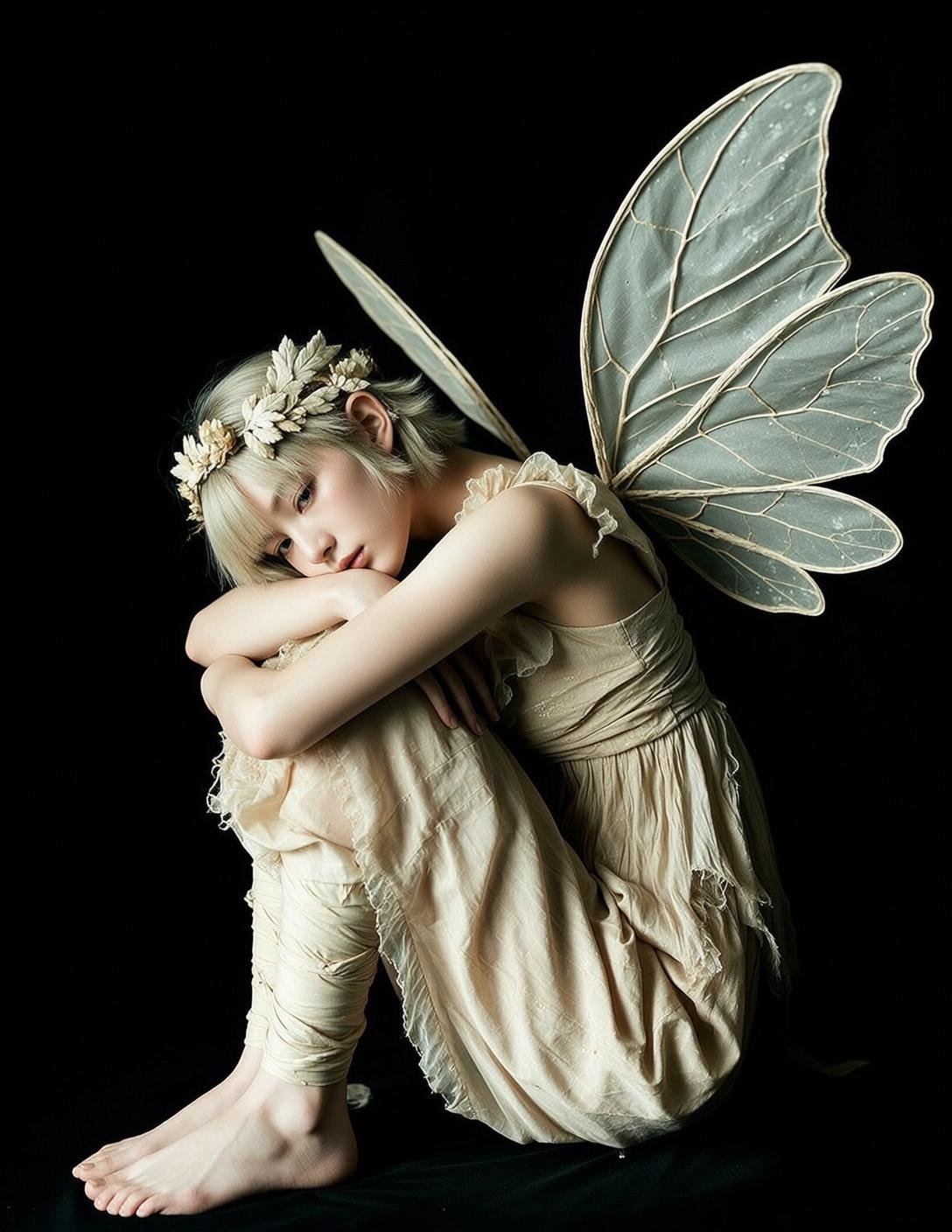Fairycore Young Short Blonde Messy Pale Sleeveless