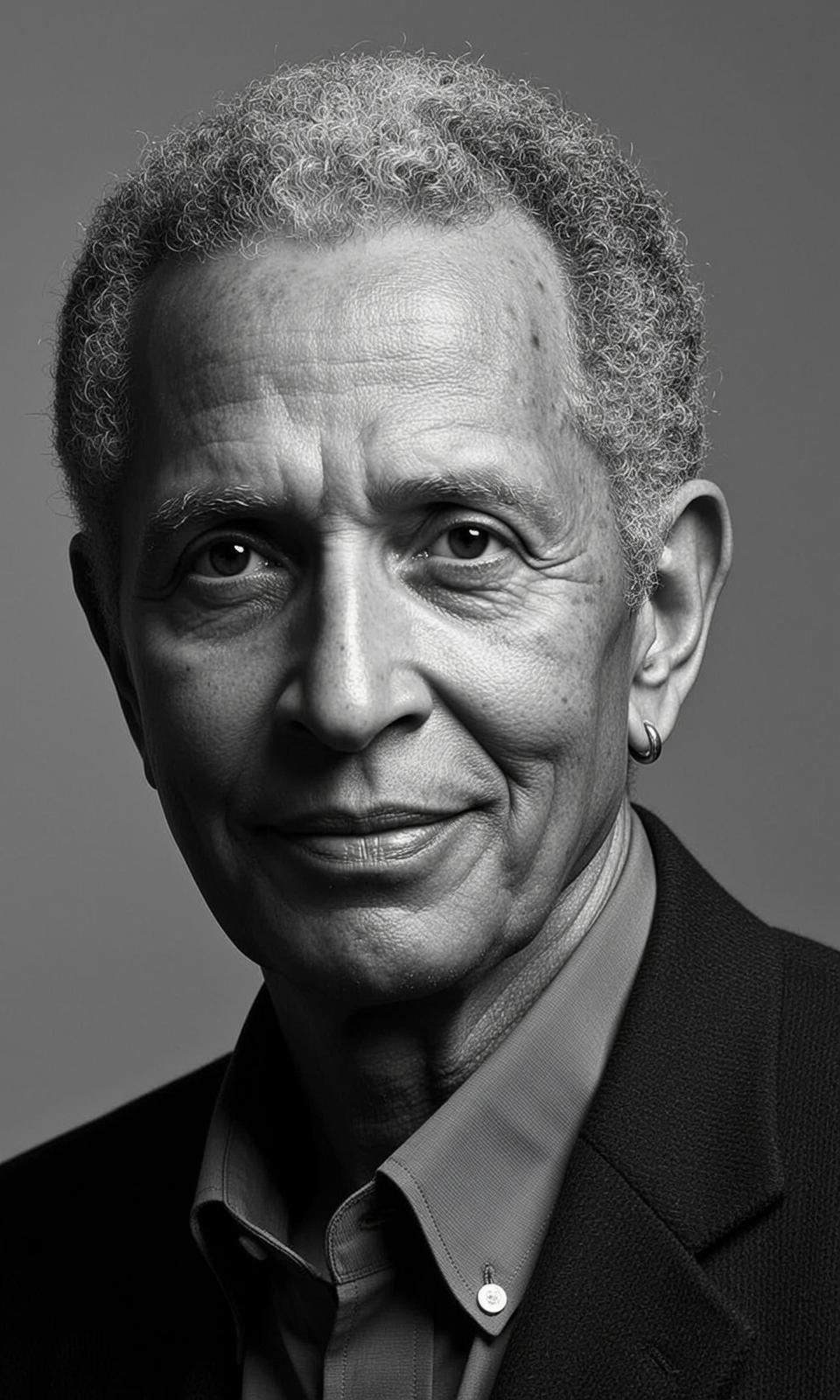 Black And White Medium Close-up Portrait Elderly Black Man With
