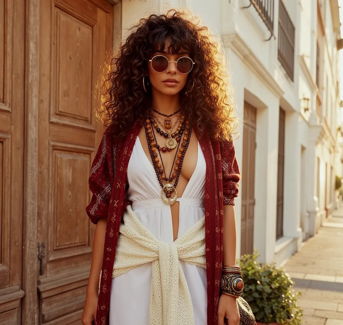 Sunglasses Necklace Bracelets And Rings In Street Portrait