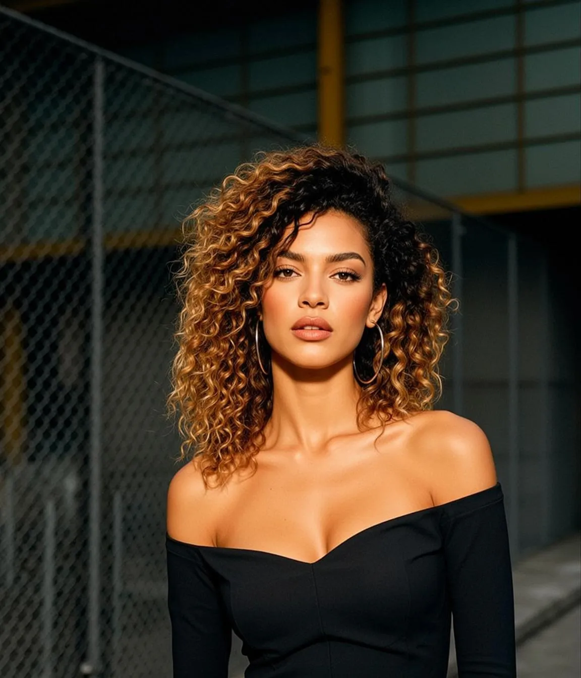 Golden Hour Urban Woman Hoop Earrings