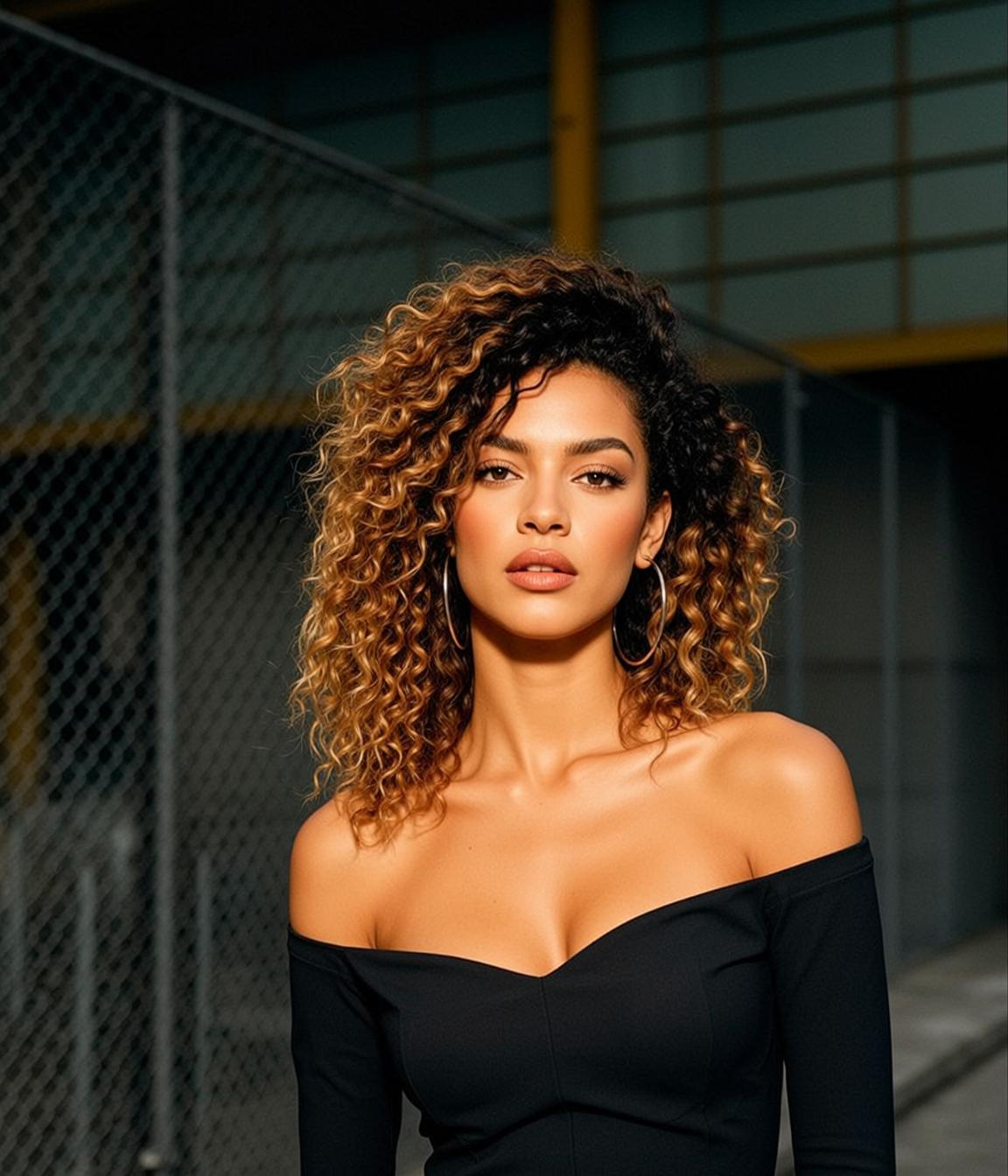 Golden Hour Urban Woman Hoop Earrings
