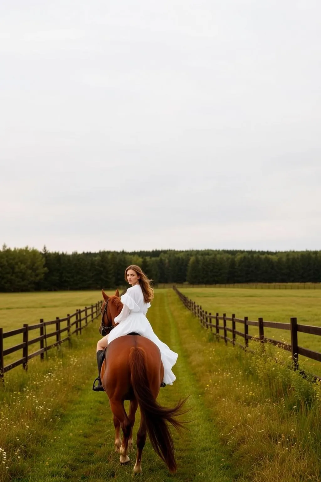 Horseback Field White Dress