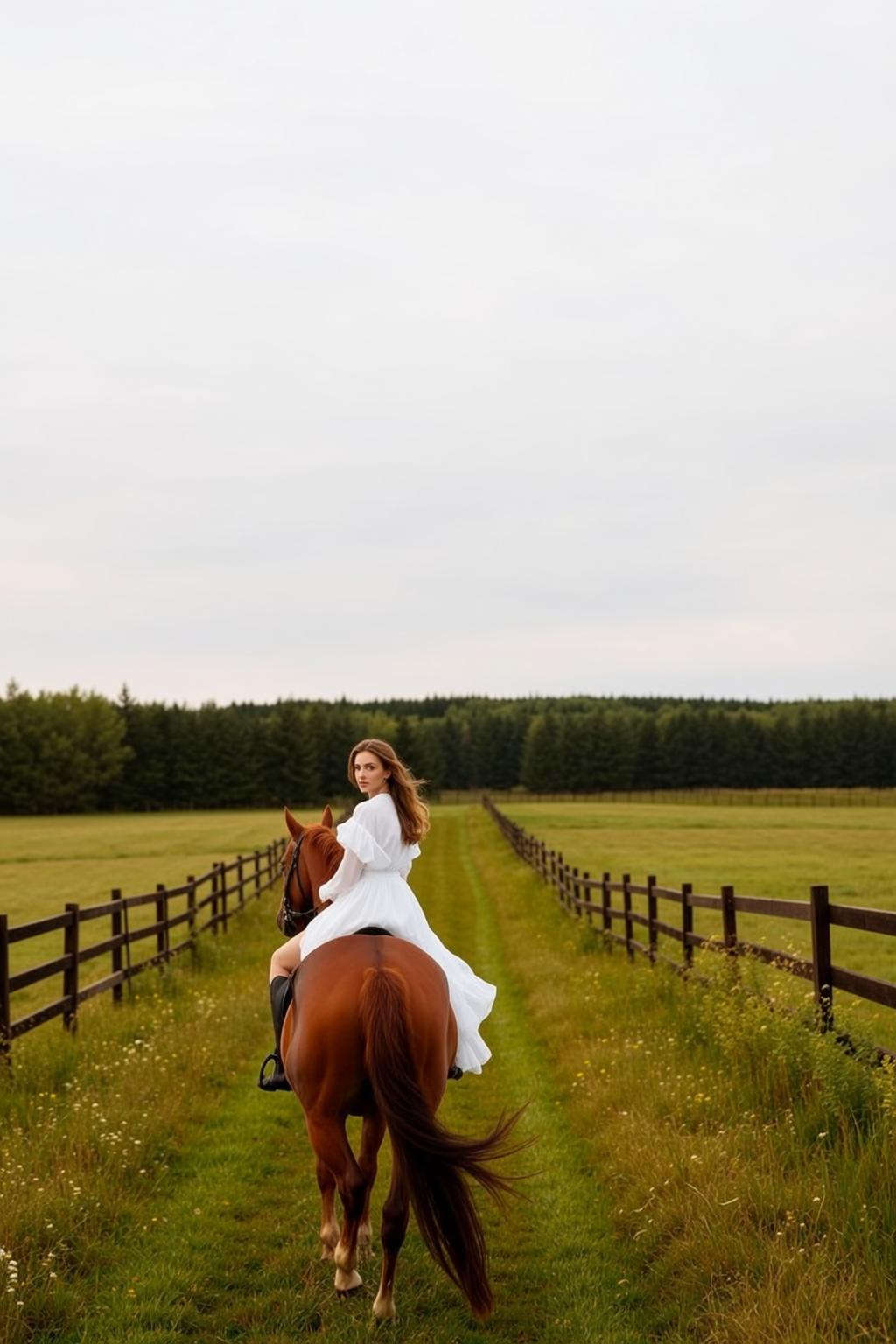 Horseback Field White Dress