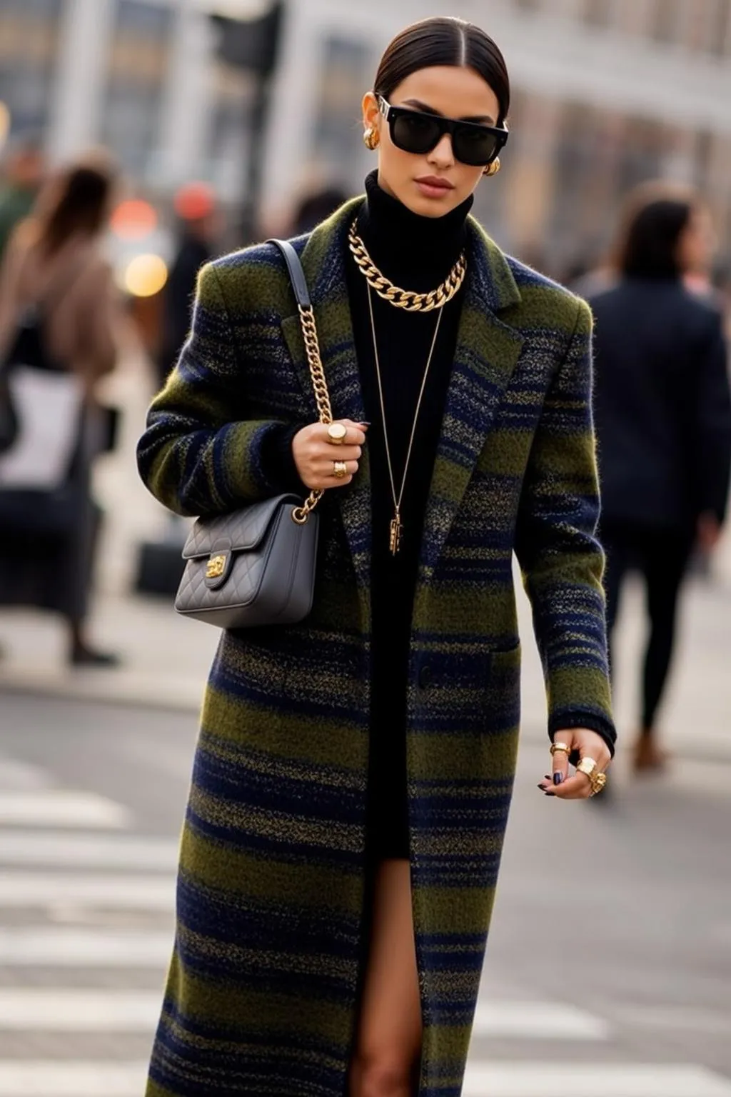 Sunglasses Earrings Necklace And Rings In Street Portrait