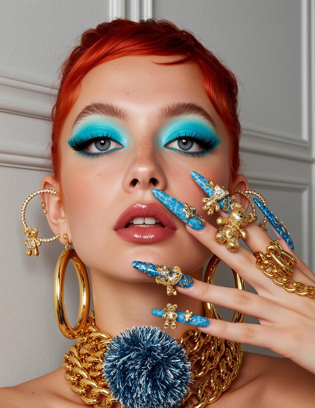 Makeup Photorealistic Close-up Young Vibrant Short Fiery