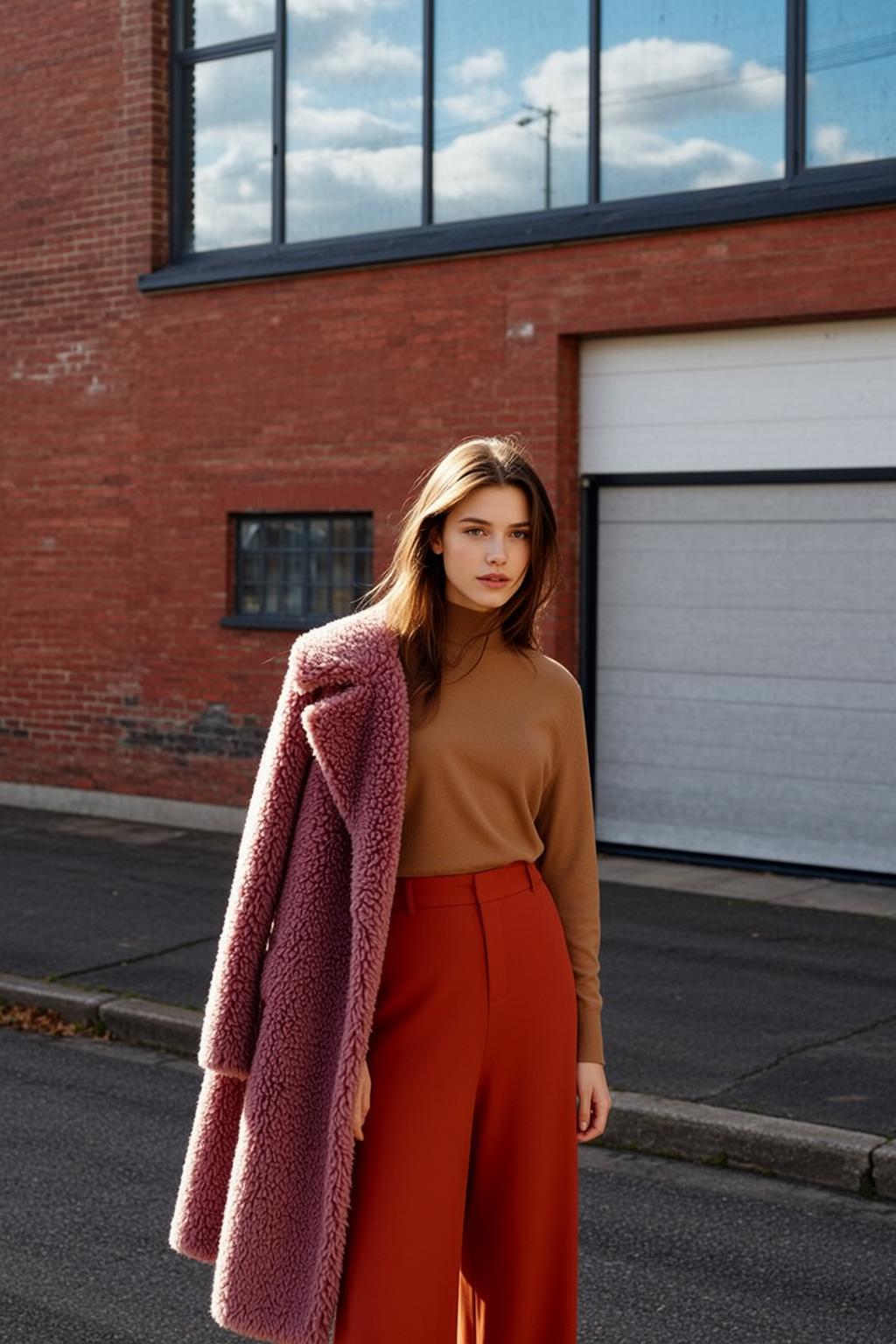 Pink Fuzzy Coat Urban Street