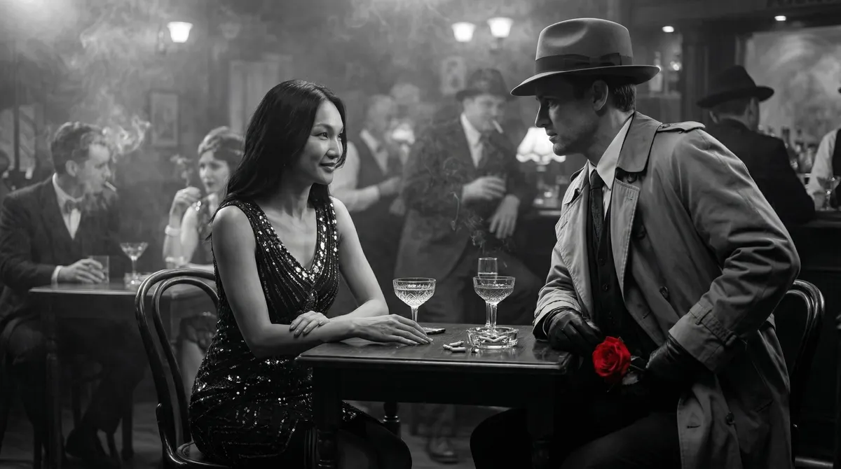1940s Jazz Club Cinematic Film Noir Scene