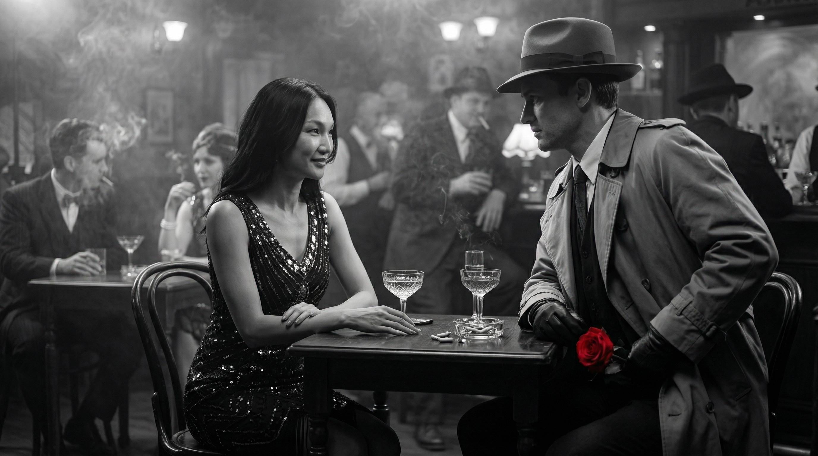 1940s Jazz Club Cinematic Film Noir Scene