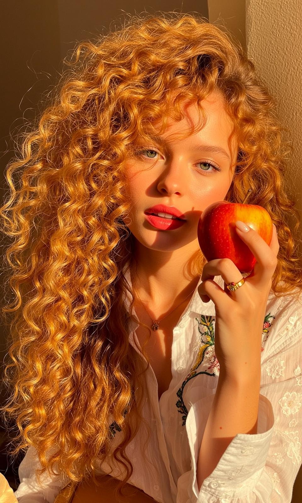 Floral Shirt Apple Bite
