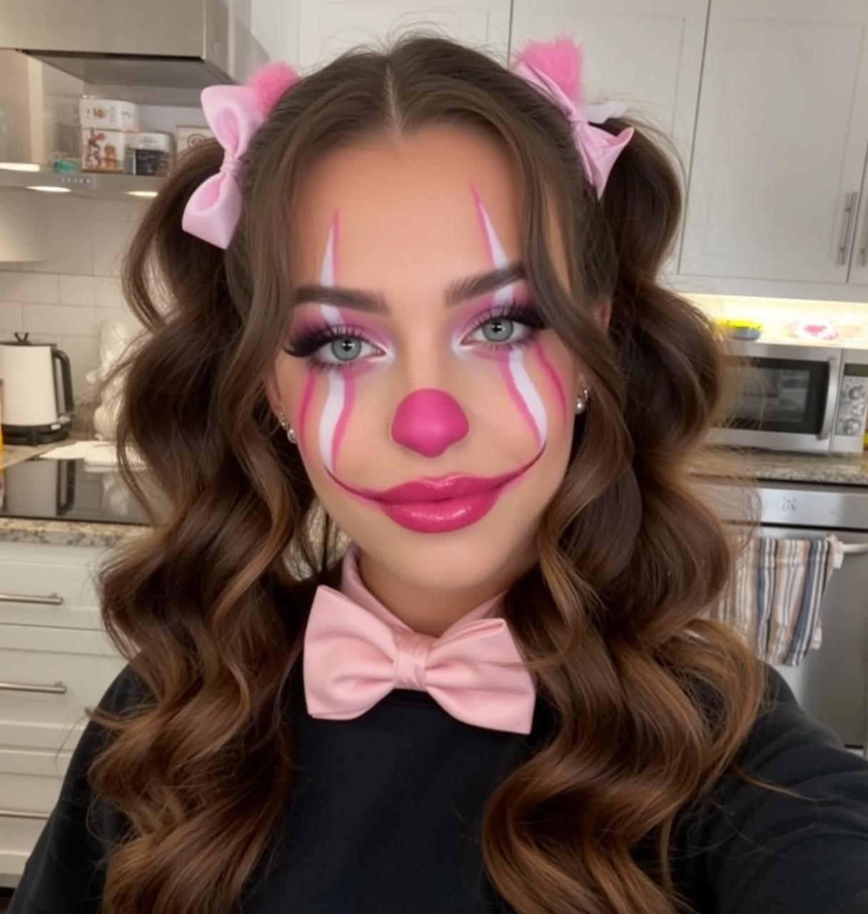Pink Pigtail Clown Portrait