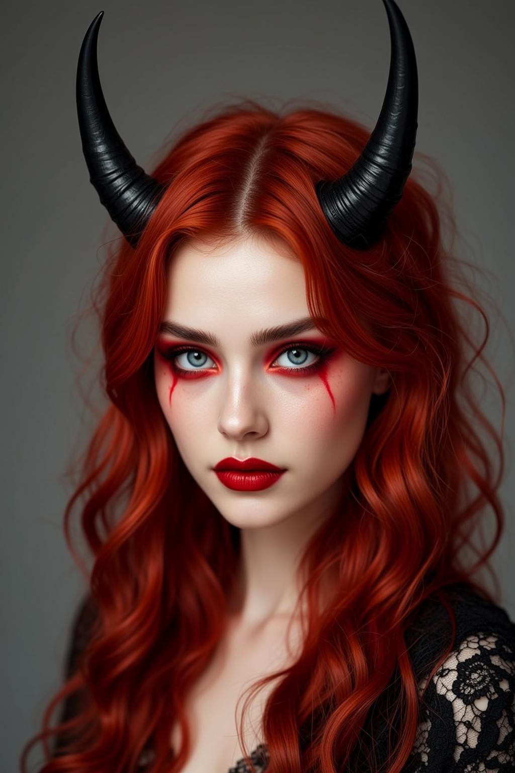 Halloween Makeup Young Striking Long Wavy Fiery