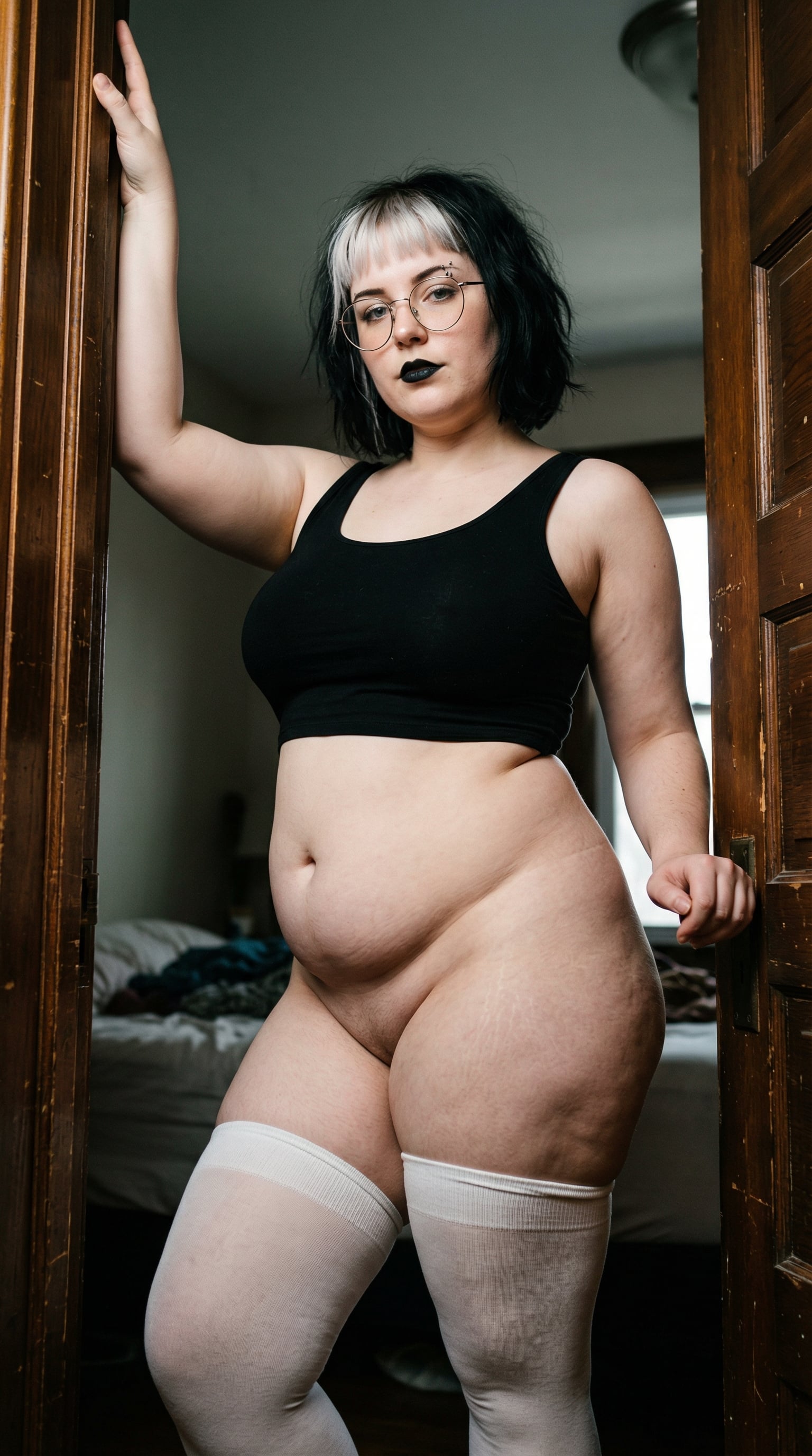 Realistic Doorway Pose Bedroom Soft Light reference photo