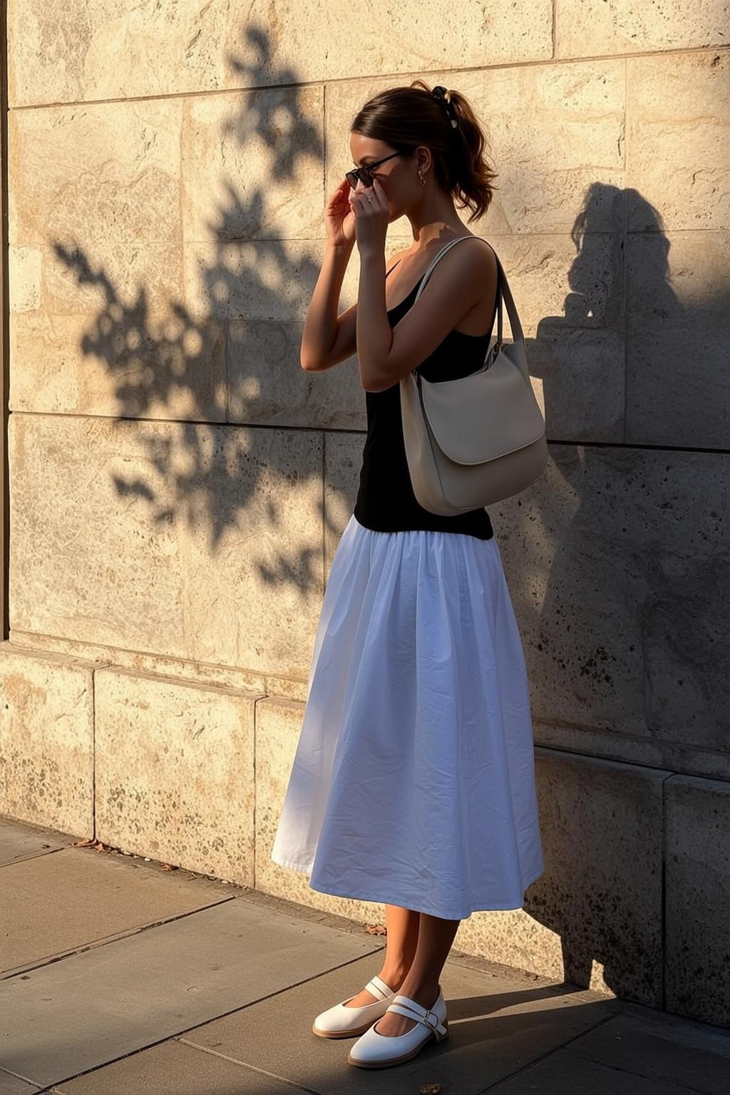 Black Tank White Skirt Street