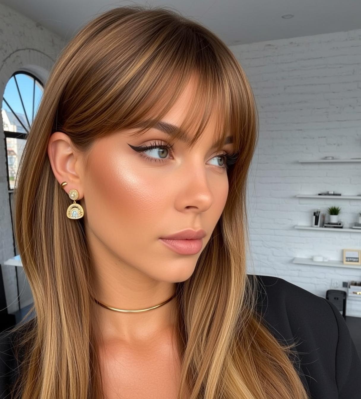 Honey Blonde Hair Gold Choker Black Blazer