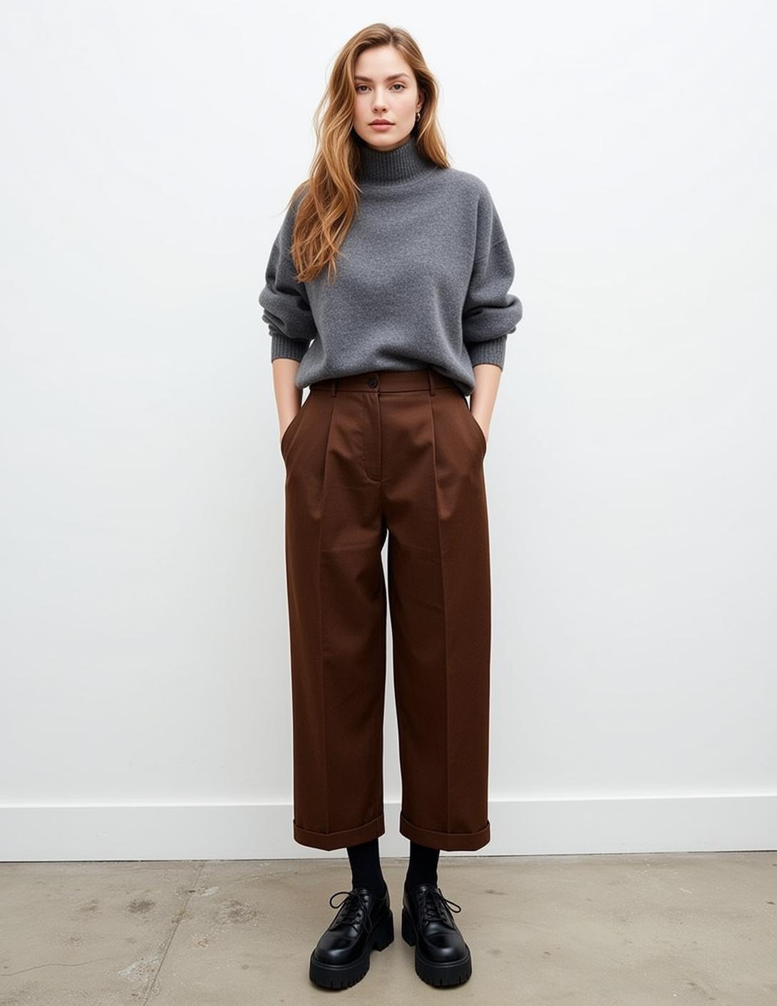Grey Turtleneck Studio Look