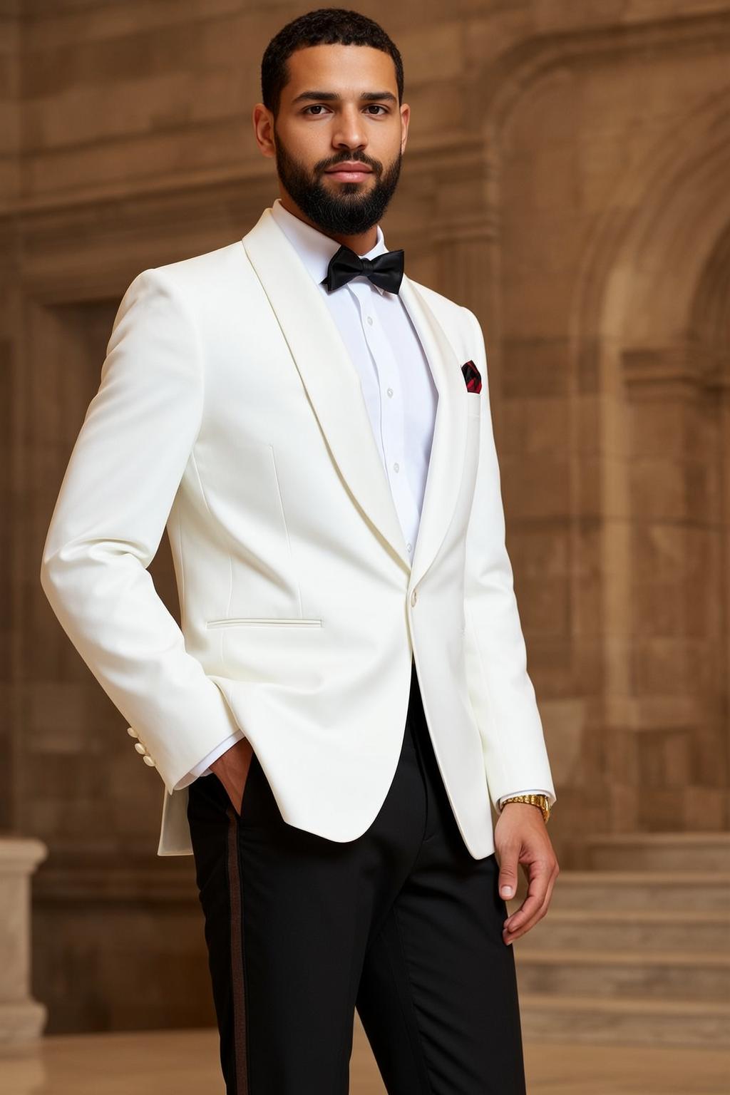 White Tuxedo Grand Hall Portrait