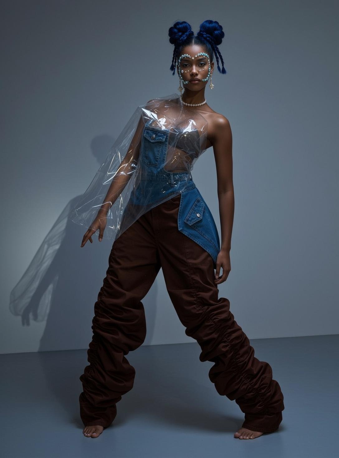 Creative Young Blue Styled Two Buns Dark