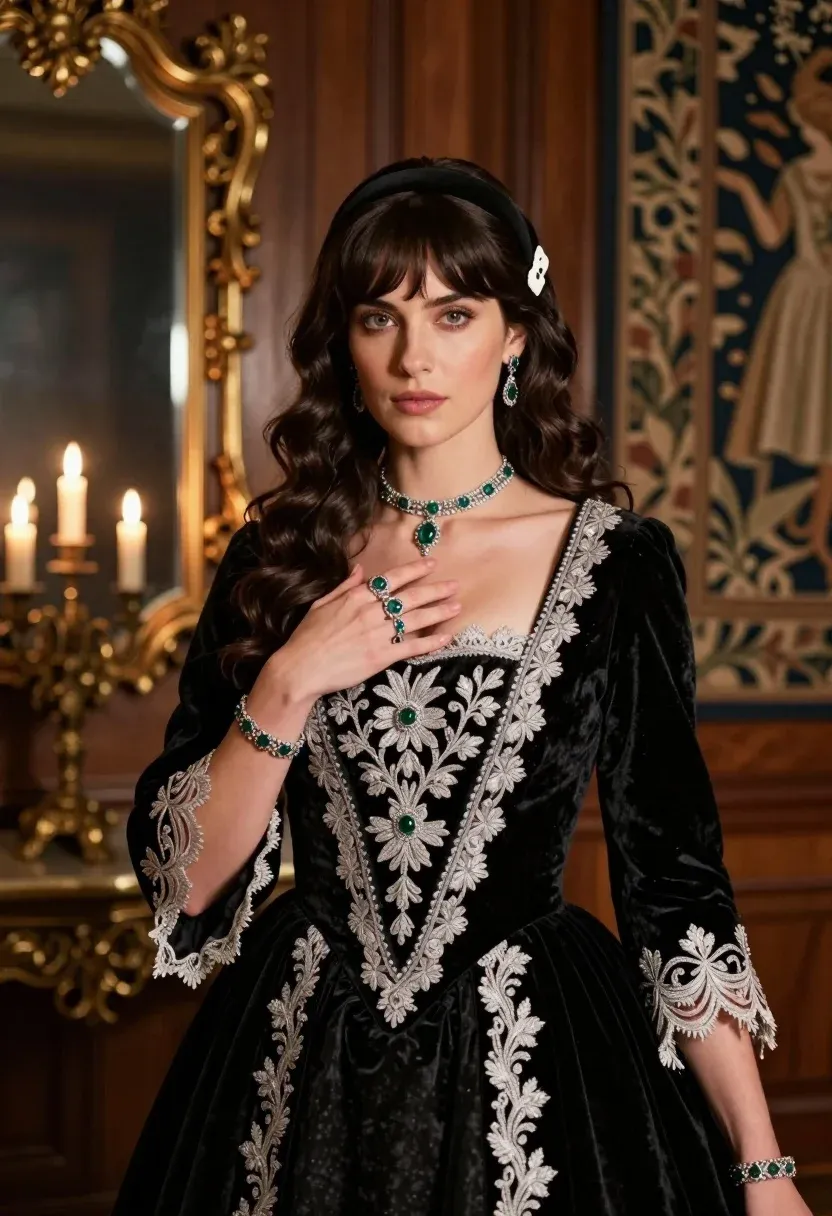 Earrings Necklace Bracelets And Rings In Velvet Portrait