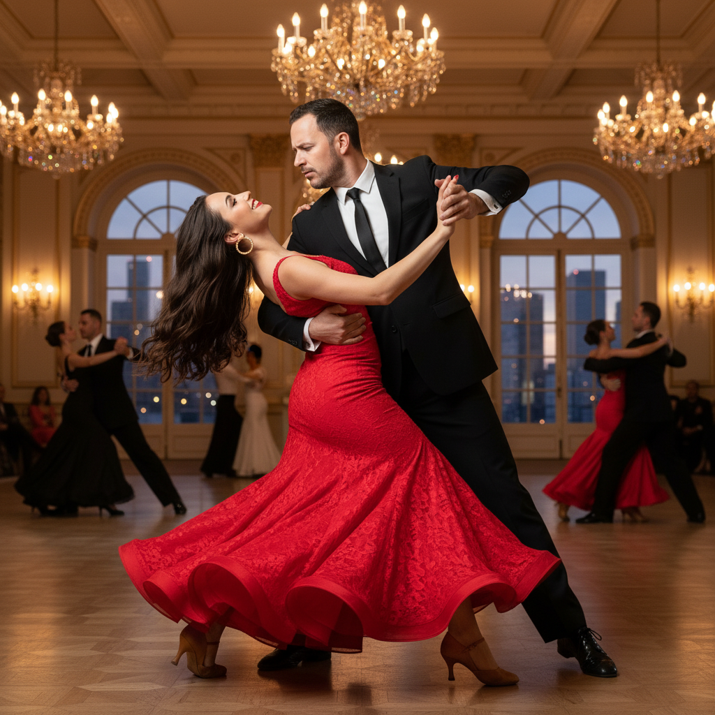 Elegant Tango Dancers In Grand Ballroom