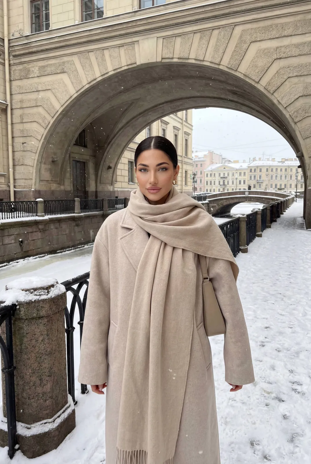 Makeup And Earrings In Snowy Outdoor Portrait