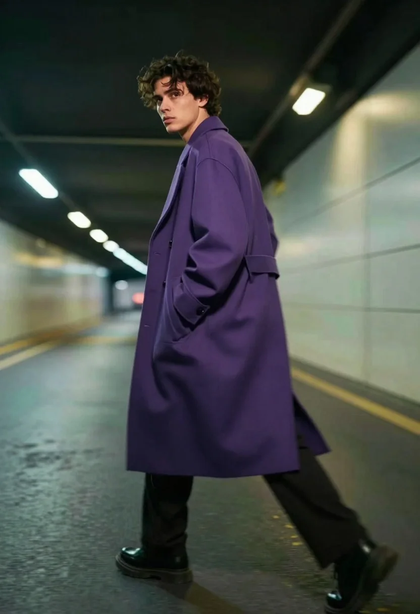 Digital Fashion Photography Man Walking Through Motion-blurred Urban Tunnel Subject reference photo