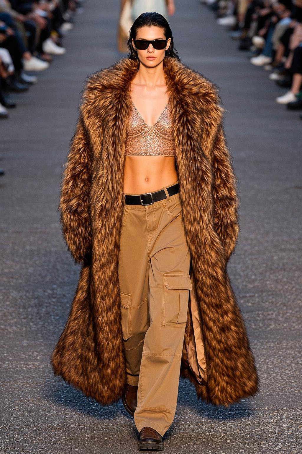 Fashion Week Wet Black Hair Tan Skin