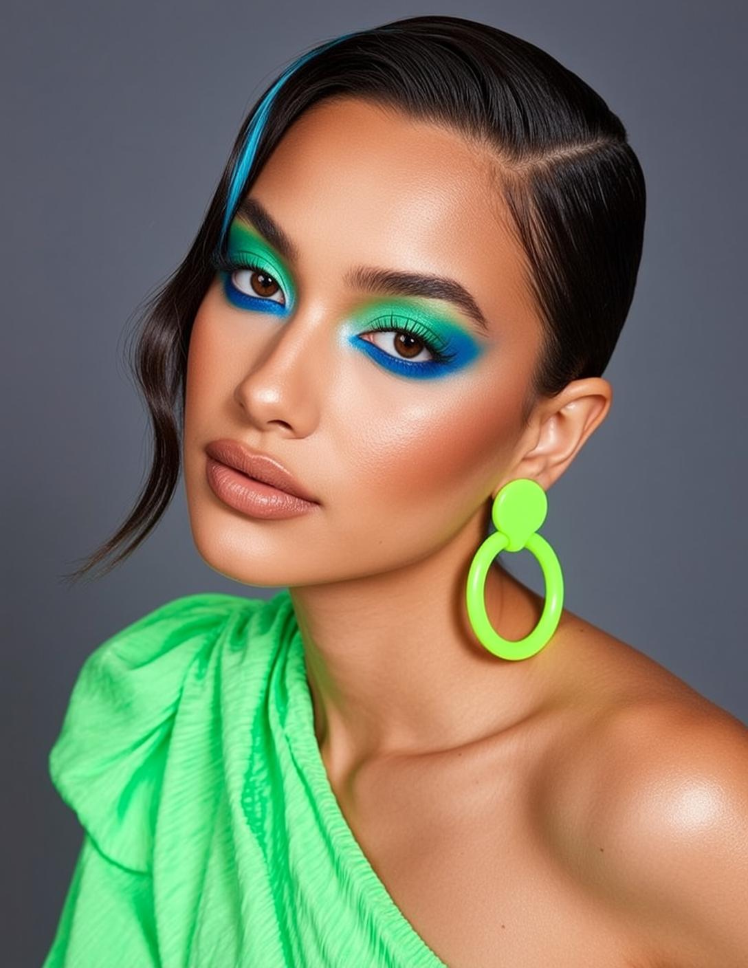 Makeup Photorealistic Young Dark Slicked-back Hair Styled