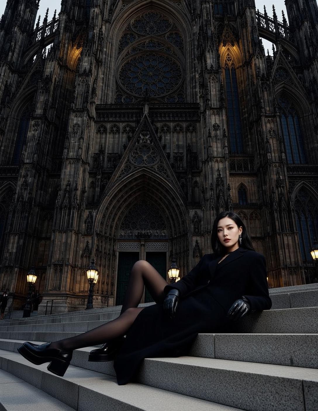 Gothic Cathedral Steps Black Blazer