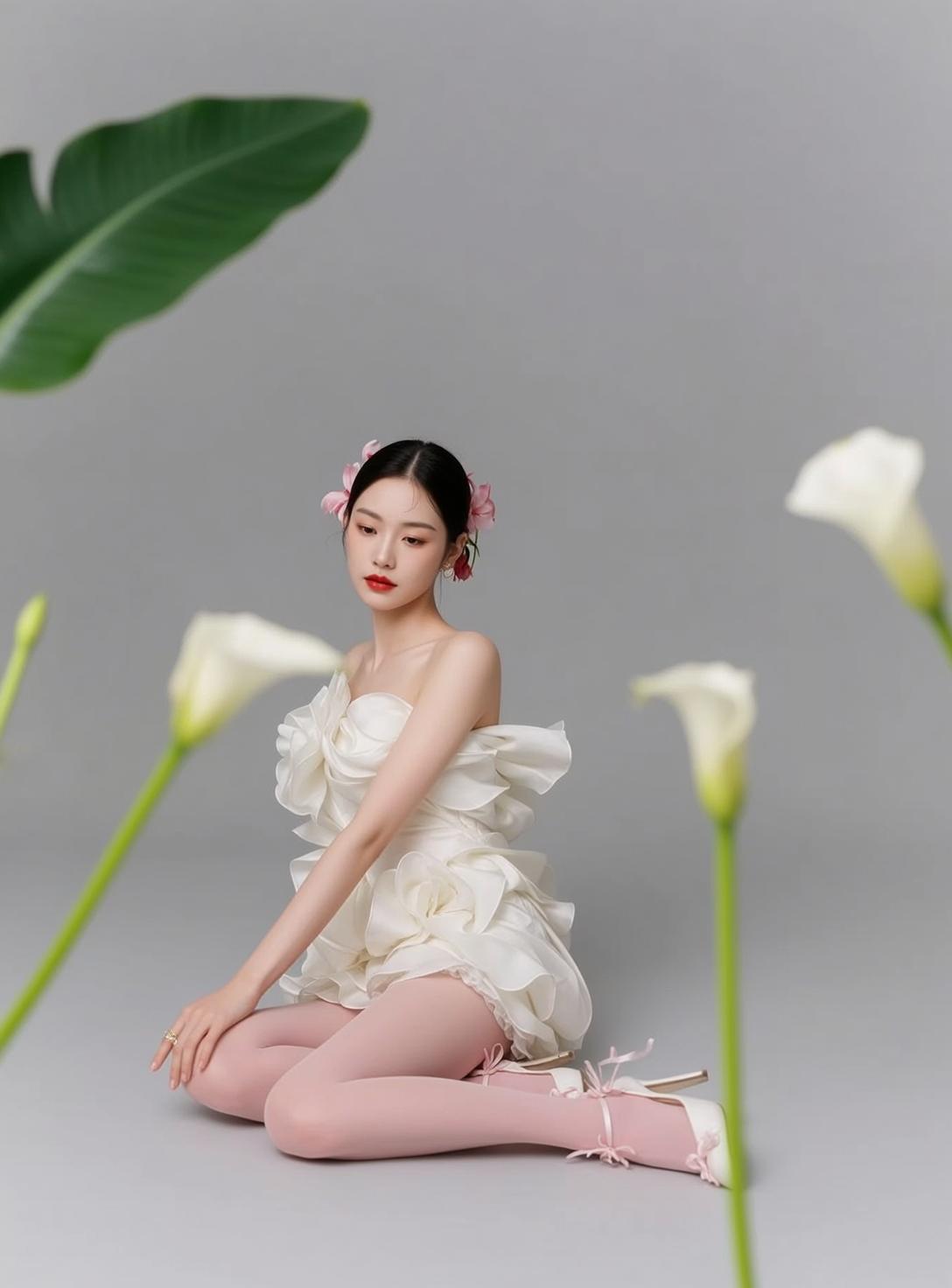 White Dress Calla Lily Floor